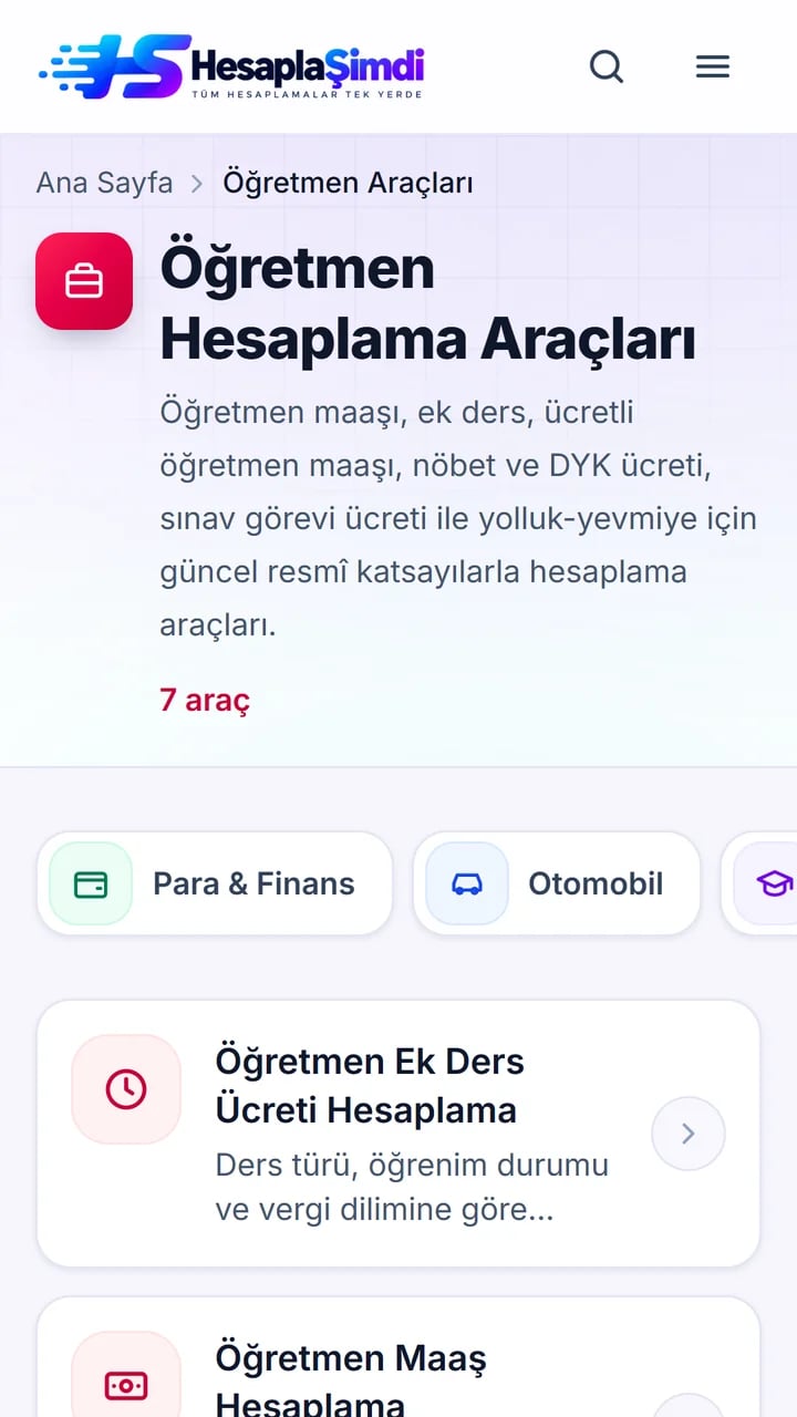 HesaplaŞimdi öğretmen araçları ekranı